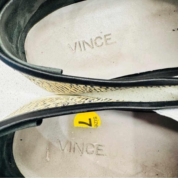 Vince Sneakers Classic Leather Snakeskin Runners Shoes Slip On White Soles Sz 7 - Picture 7 of 12